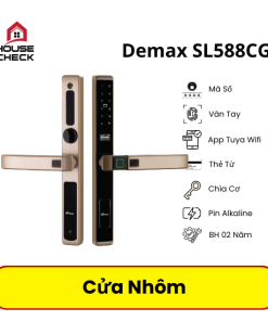 Khoá Cửa Nhôm Thông Minh Demax SL588 Vàng Champagne (App Wifi)